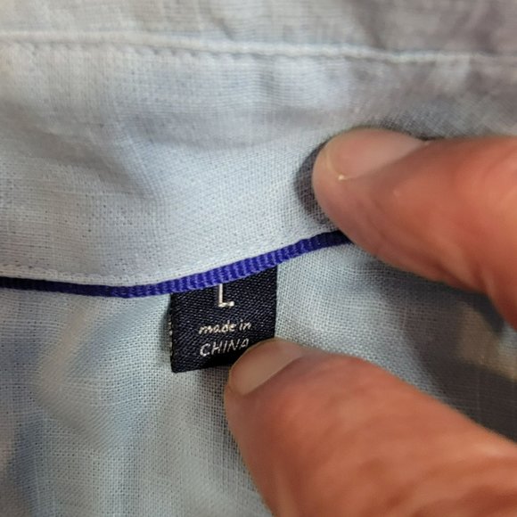 True Measure Tunic Shirt, Men L, Blue, Linen/Cotton Blend, Short Sleeve, EUC - Picture 6 of 13